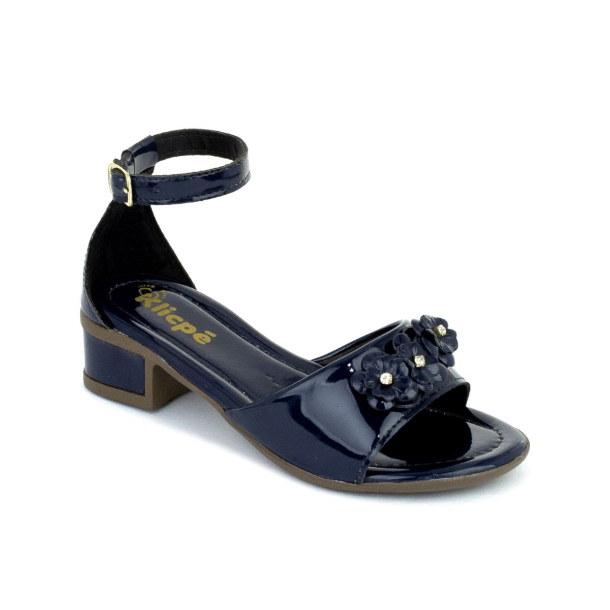 sandalia com enfeite de flor azul